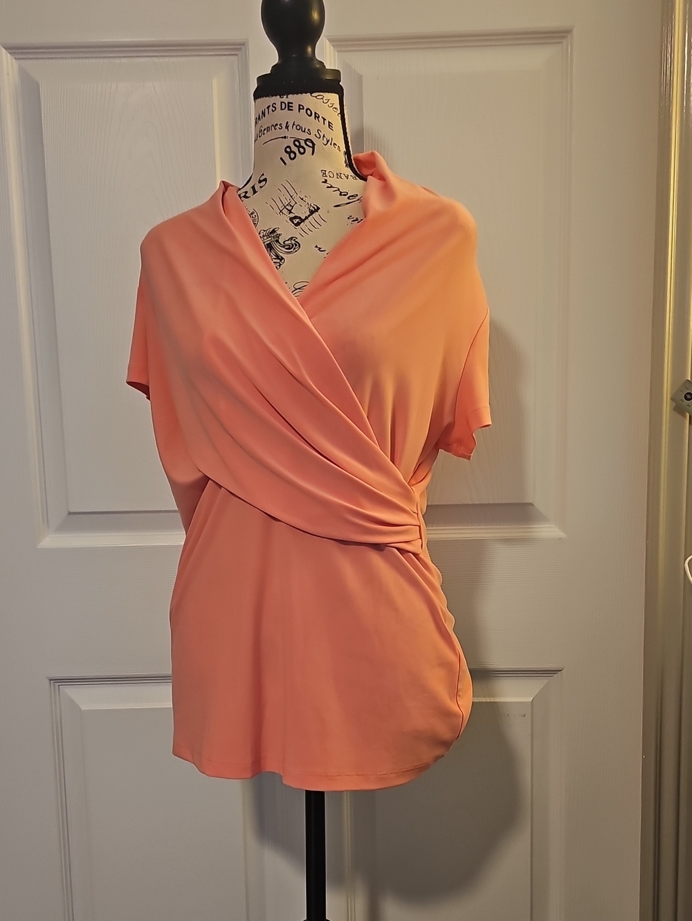 DKNY Peach Draped Wrap-Front Blouse